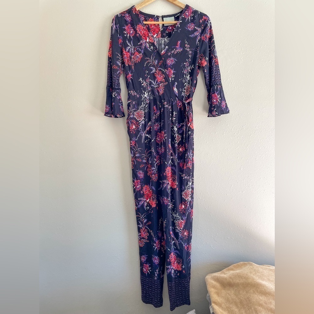 Maeve Anthropologie | Purple Floral Jumpsuit, size 8